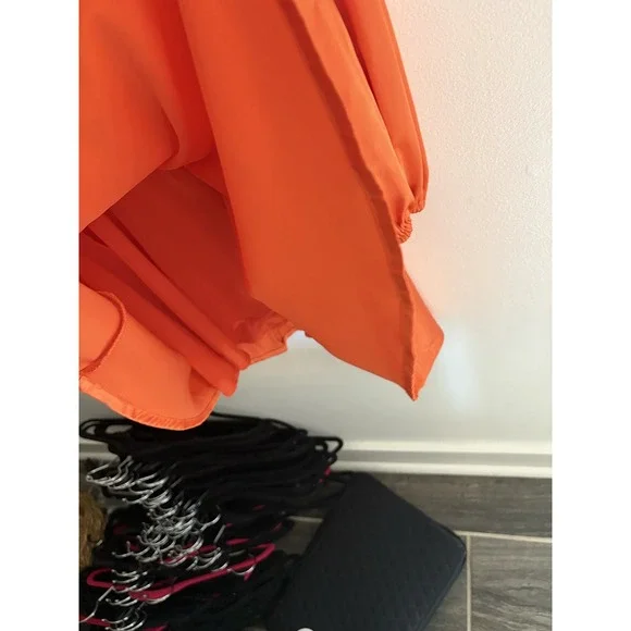 Orange Satin Cutout V-Neck Balloon Sleeve Mini Dress Small Cocktail y2k style - Picture 6 of 9